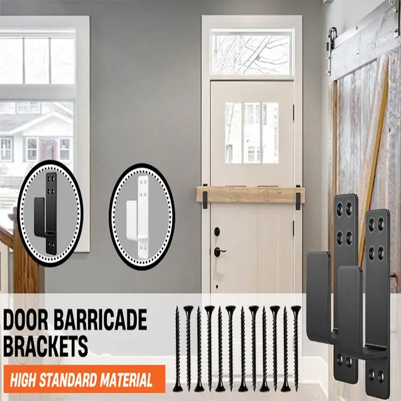 

2X4 Door Brackets Heavy Duty 2Pcs Door Bar Holder Brackets 2X4 Upgraded Steel U Bracket Thickness Drop Open Bar Prevent