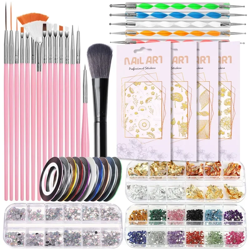 

Nail Art Tool Set Nail Kit Professional Set Painted Brushes Diy Gold Foil Decorative Nails Manicure Suit For Nails