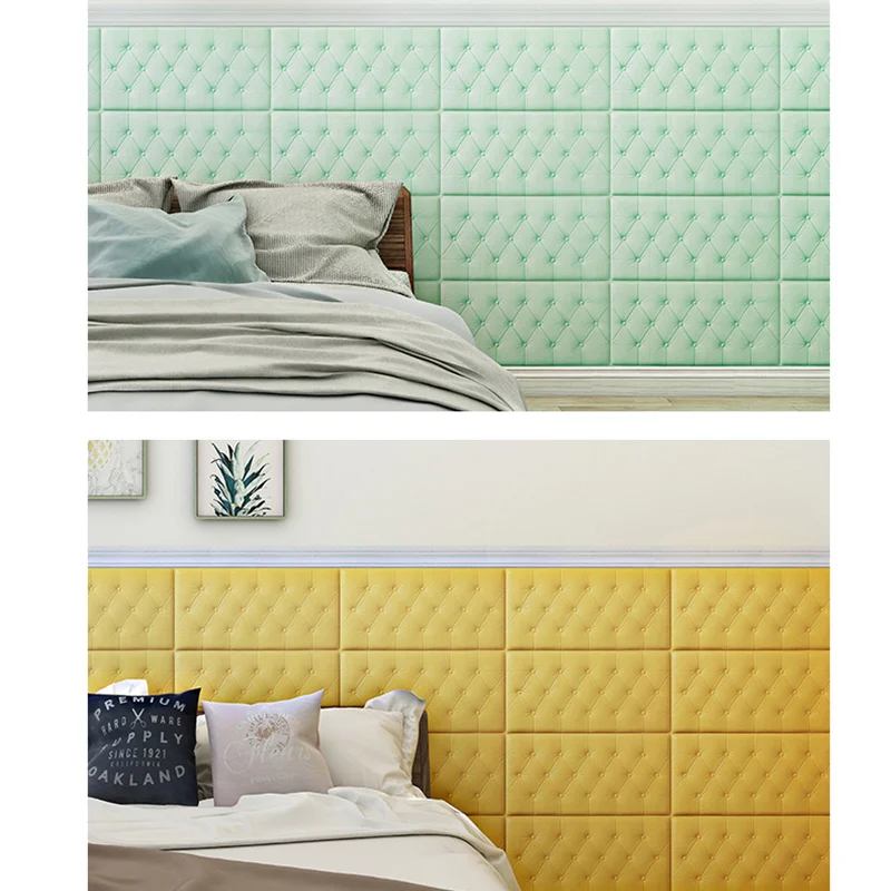 

2PCS 3D Wall Stickers Wallpaper Self-adhesive Thicken Tatami Anti-collision Wall Mat Pad Kids Bedroom Living Room Soft Foam Cush