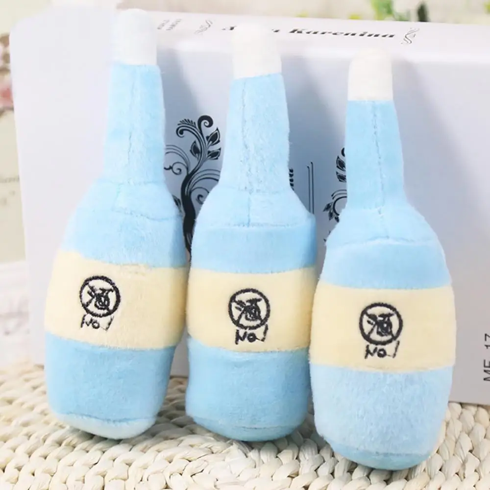 

Cute Toy Soft Plush Squeak Funny Squeaky Sound Bottle Shape Livingroom Walking Pet Puppy Dog Chew Play Squeaker Sound