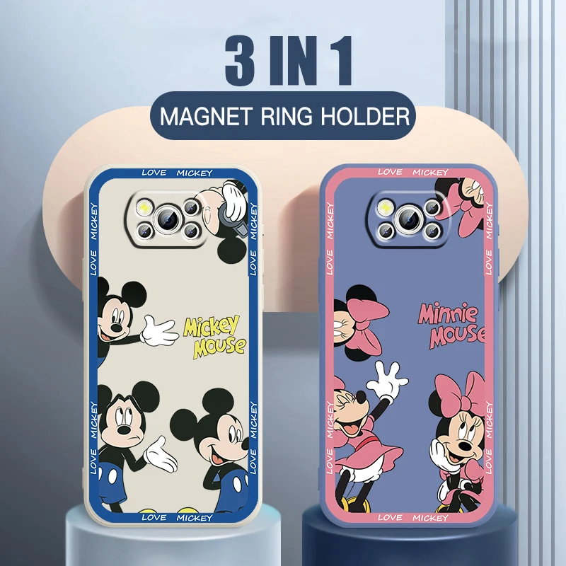 

Mickey Minnie Mouse Cartoon Phone Case For Xiaomi Mi Poco X4 X3 C40 C3 M4 M3 F4 F3 GT Pro NFC 5G Soft Cover Liquid Rope Funda