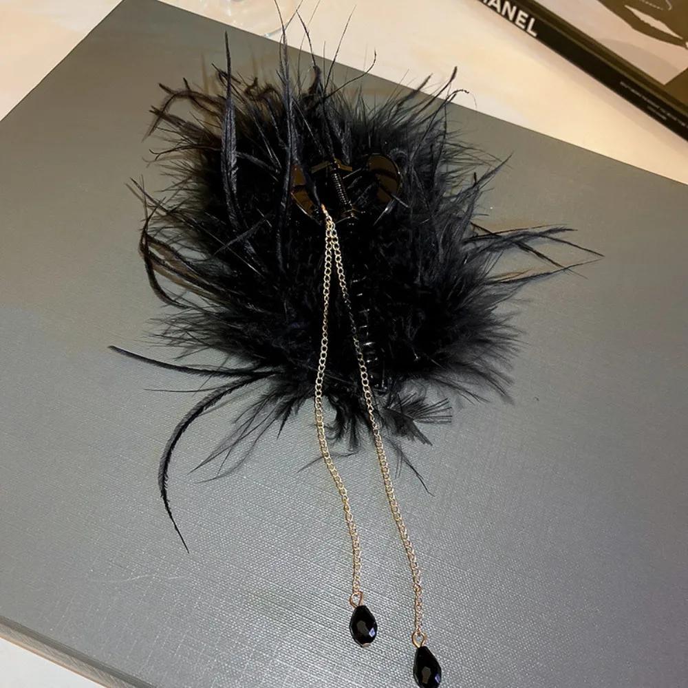 Заколка-краб женская с большими кисточками элегантный зимний зажим для волос в