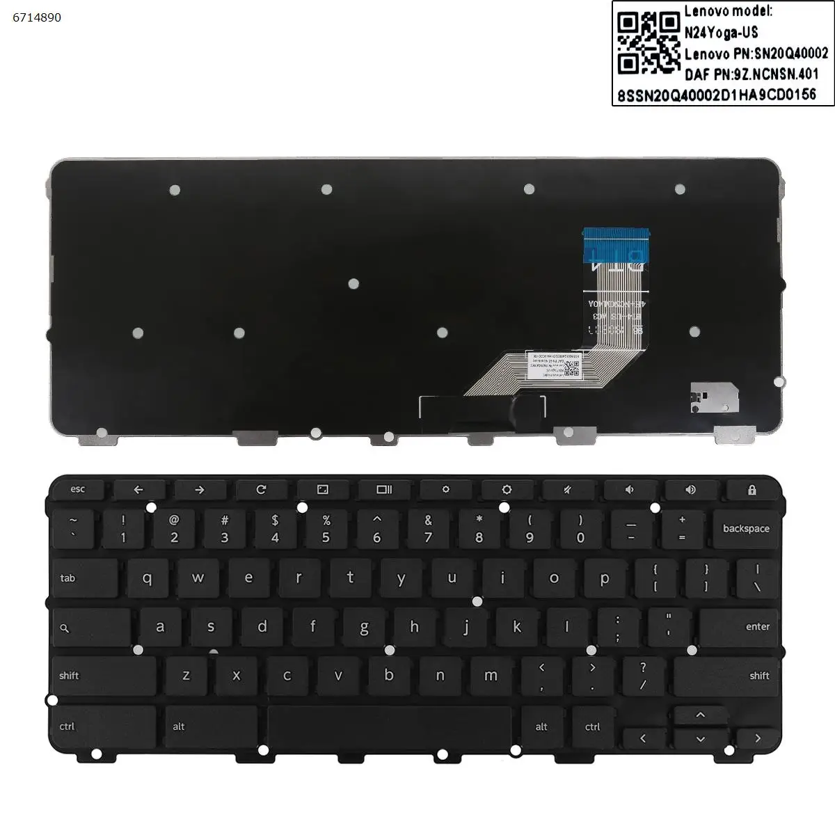 

Клавиатура US для ноутбука LENOVO CHROMEBOOK 100E N24 N3350, черная рамка