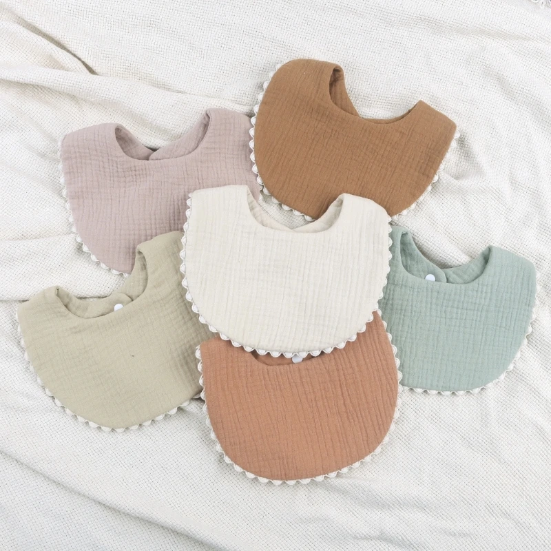 

Infant Teething Bibs 2pcs Baby Burp Cloth for Toddler Gauze-Cotton Neck Scarf Lace Drooling Bib Newborn Feeding Supplies