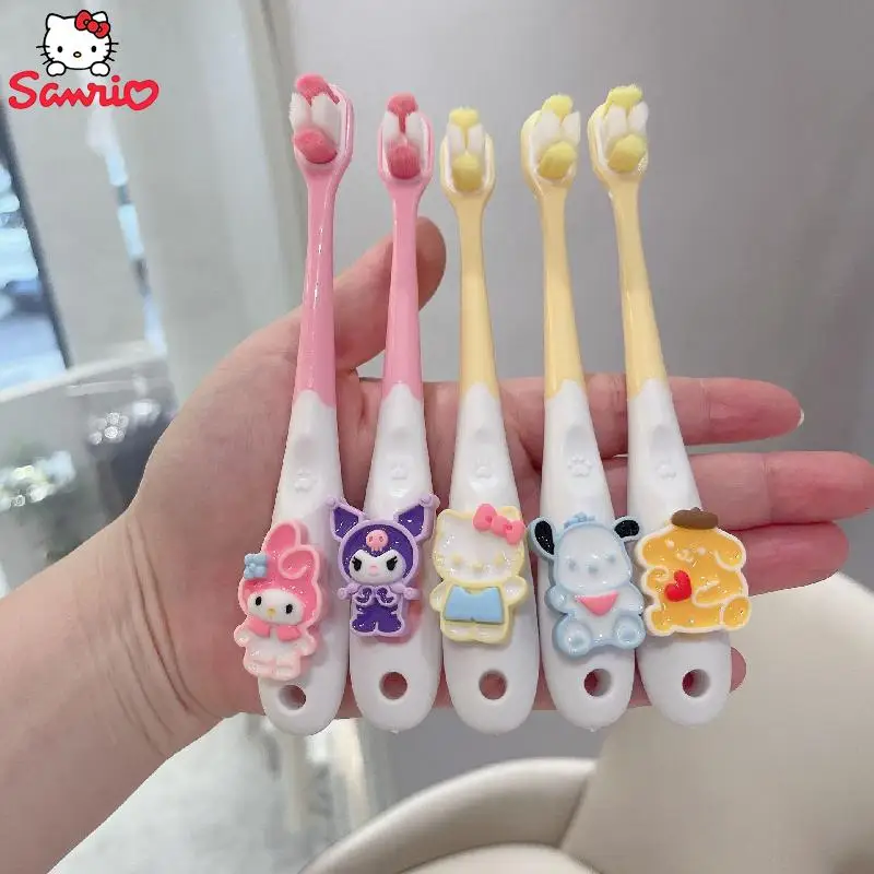 

Kawaii Sanrio My Melody Kuromi Hello Kitty Toothbrush 2-12 Years Old Soft Fur Child Tooth Guard Toothbrush Baby Birthday Gift