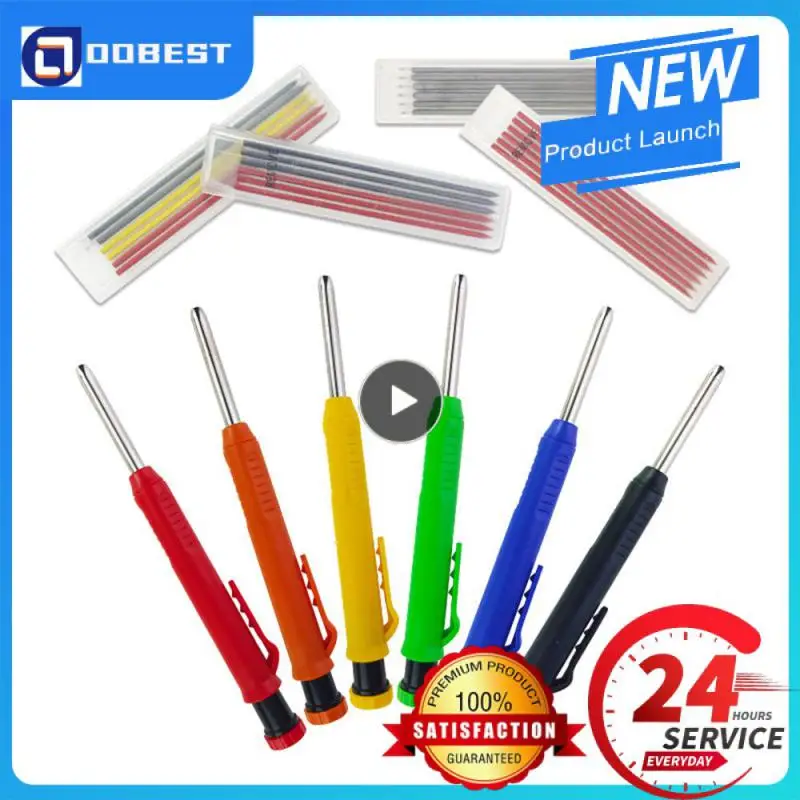 

1~8PCS Solid Carpenter Pencil Set with 6 Refill Leads for Construction Job Deep Hole Mechanical Pencil Marker Marking