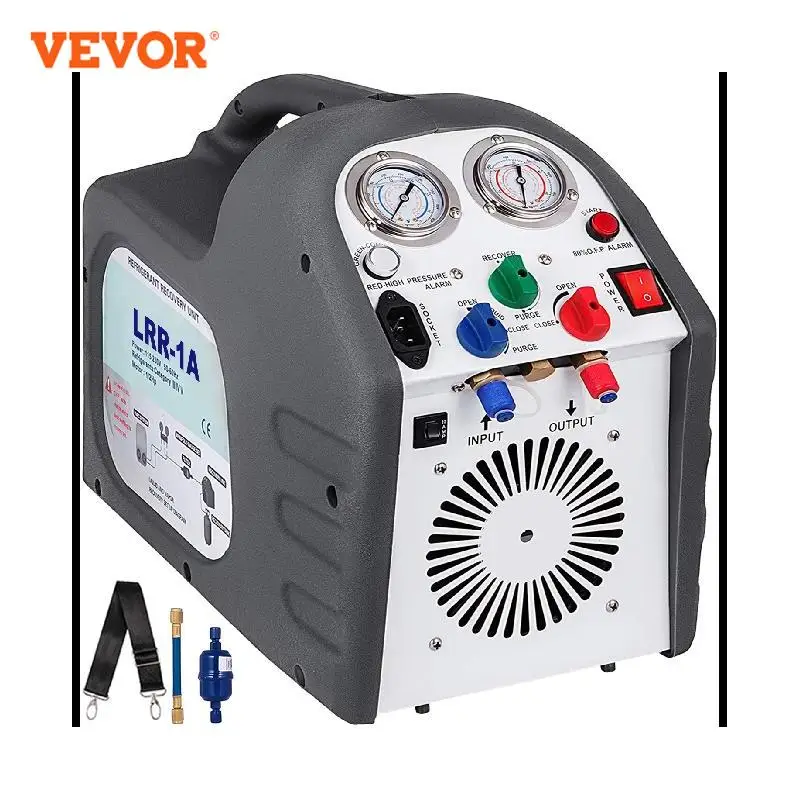 VEVOR Refrigerant Recovery Machine HVAC Portable Air Condition Compressor with Pipe Fitting 1/2 HP for All Common CFC HFC HCFC