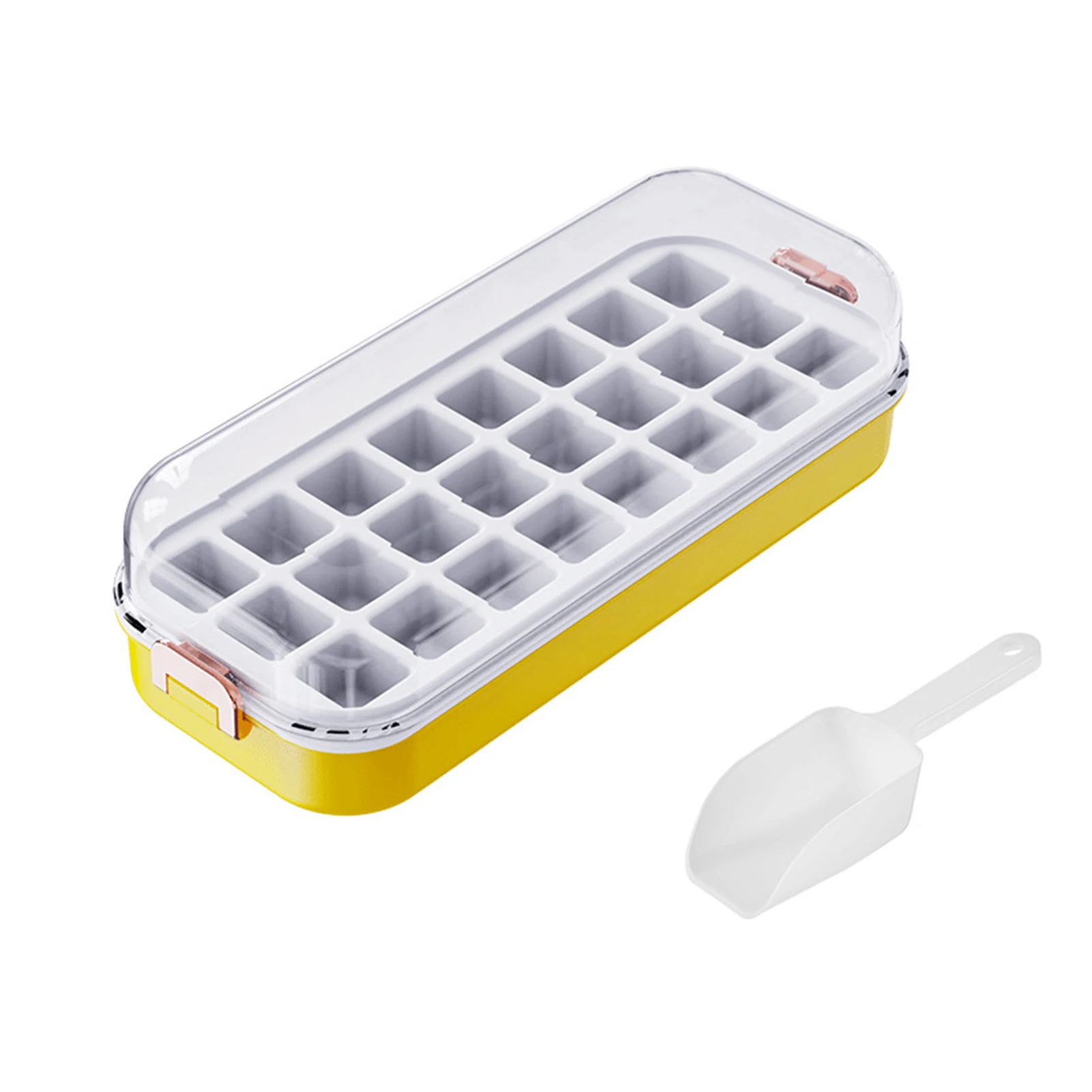 

Ice Maker Cube Freezer Ice Making Trays With Lid Ice Tray With Storage Bin And Scoop Flexible Durable TPR Ice Mold & Bucket