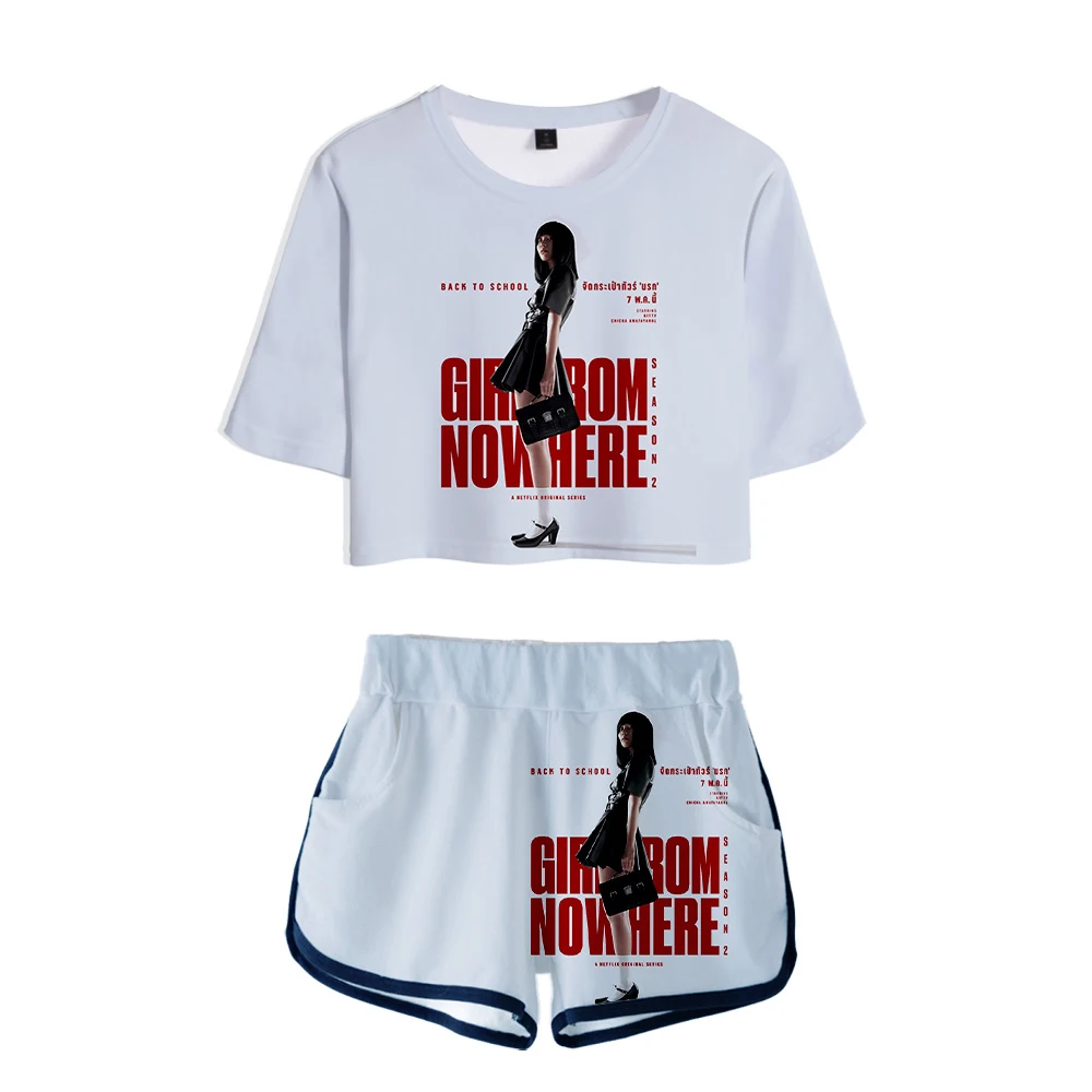 

Nanno Girl From Nowhere 2 Thai series 3D Short Sleeve Sexy Shorts+lovely T-shirts Dew navel Pretty Girl suits Two Piece Set