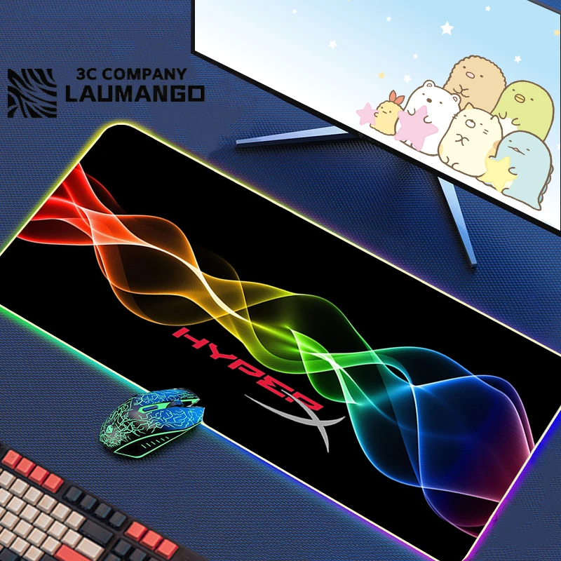 

Rgb Mouse Pad HyperX Gamer Keyboard Pads Gaming Desk Cabinet Mat Pc Carpet Accessories Mats Xxl Large Extended Anime Mousepad