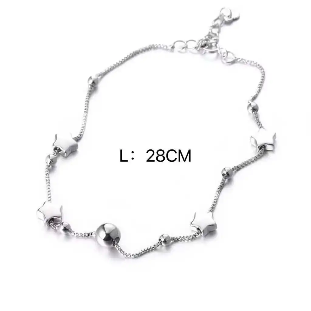 30% посеребренные Модные женские ножные браслеты с маленькой звездой оптом