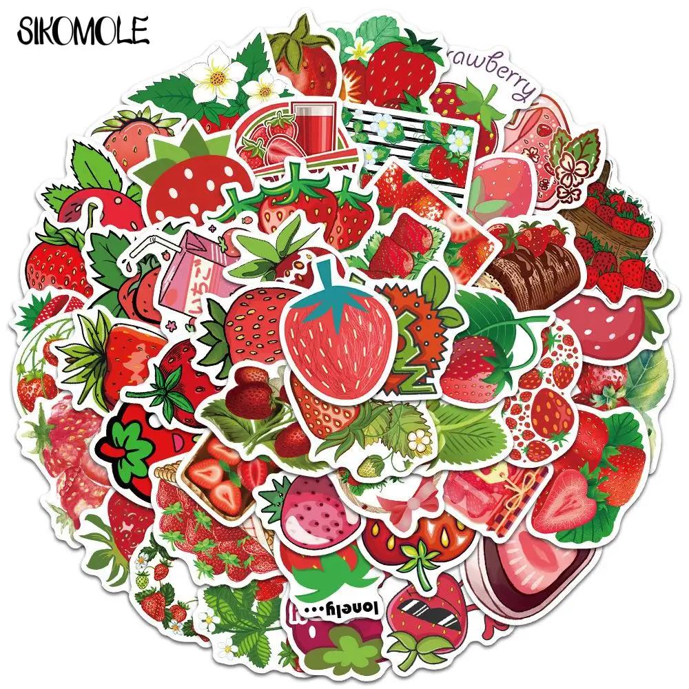

10/30/50/100PCS Cartoon Fruit Strawberry Red Stickers Kawaii DIY Motor Skateboard Notebook Suitcase Decals Graffiti Sticker F5