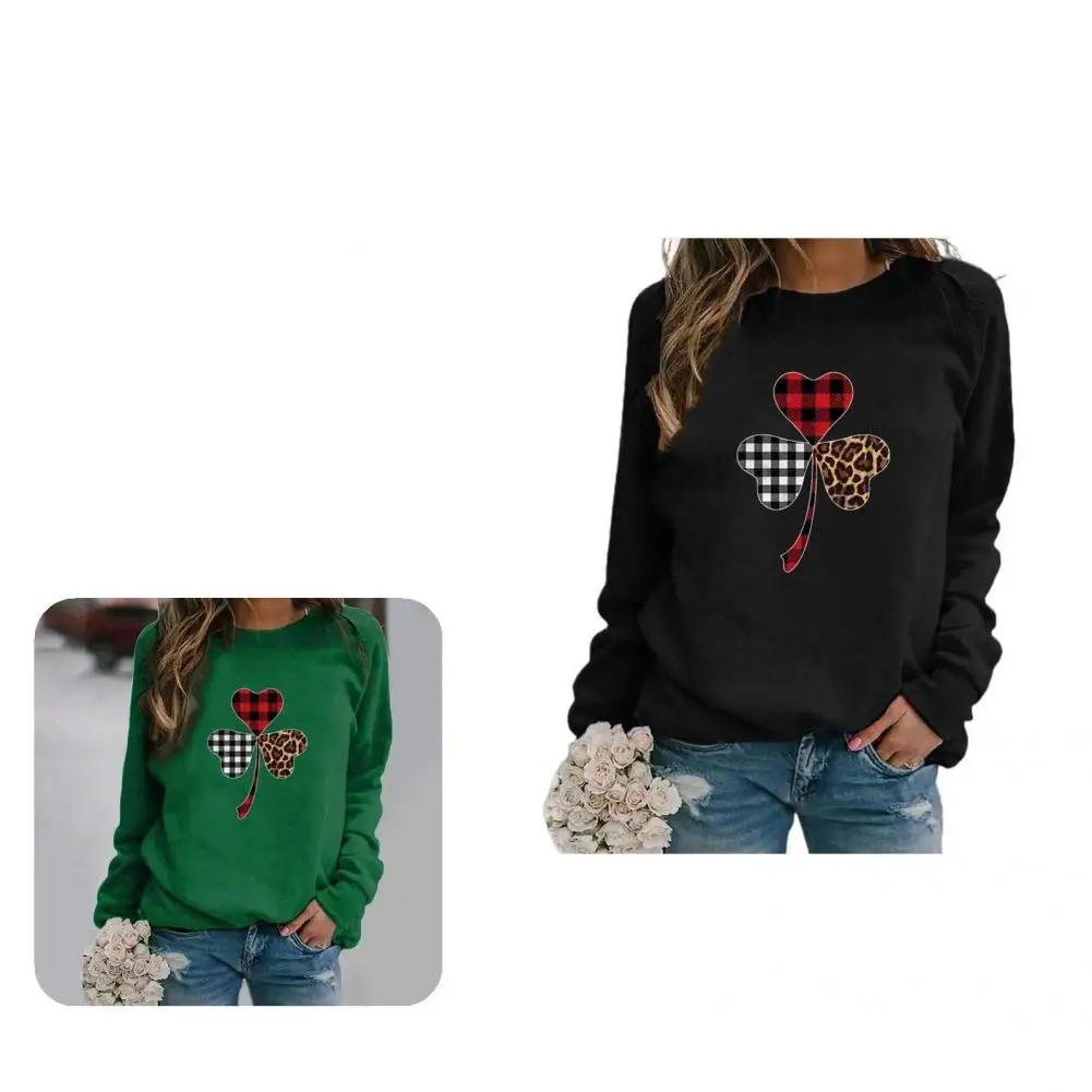 

Pullover Top Crew Neck Casual Pullover Heart Leaves Print Sweatshirt Jumper