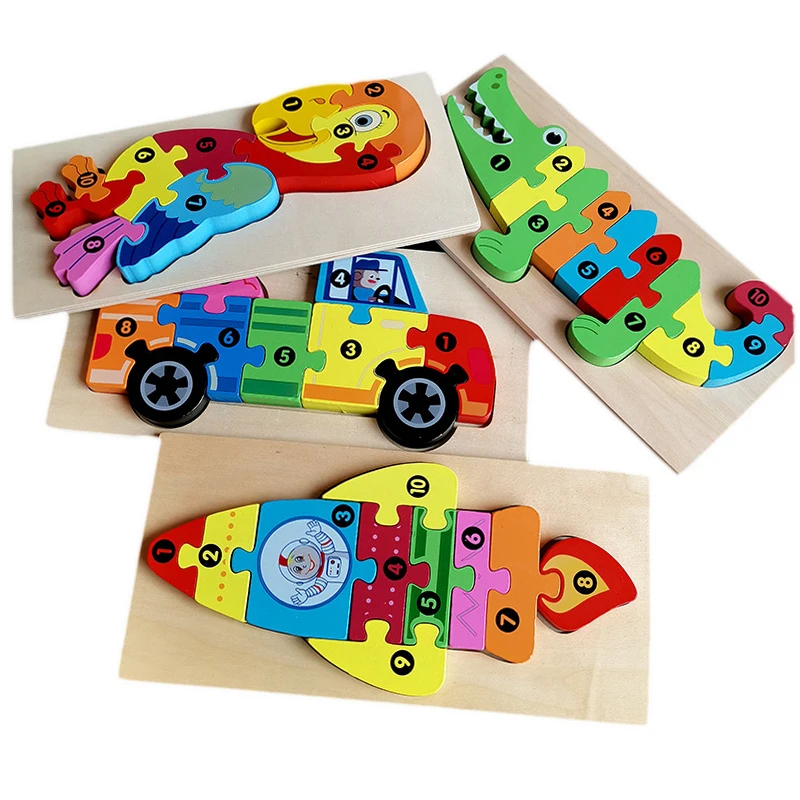 

3D Wooden Puzzle Digital Color Cognitive Early Learning Learning Cognitive Jigsaw Fun Interactive Puzzle Toy Gift
