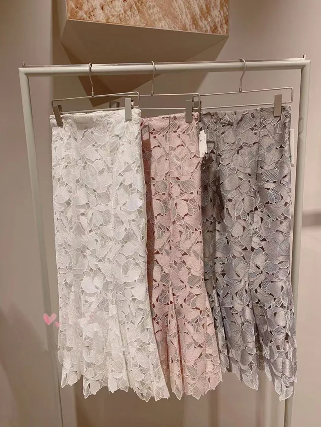 Женская ажурная юбка-годе с цветочной вышивкой и высокой талией | одежда