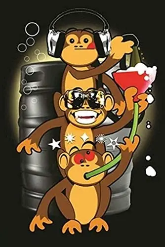 

Drinking Monkeys Beer Keg Funny Decor Laminated Poster Tin Sign