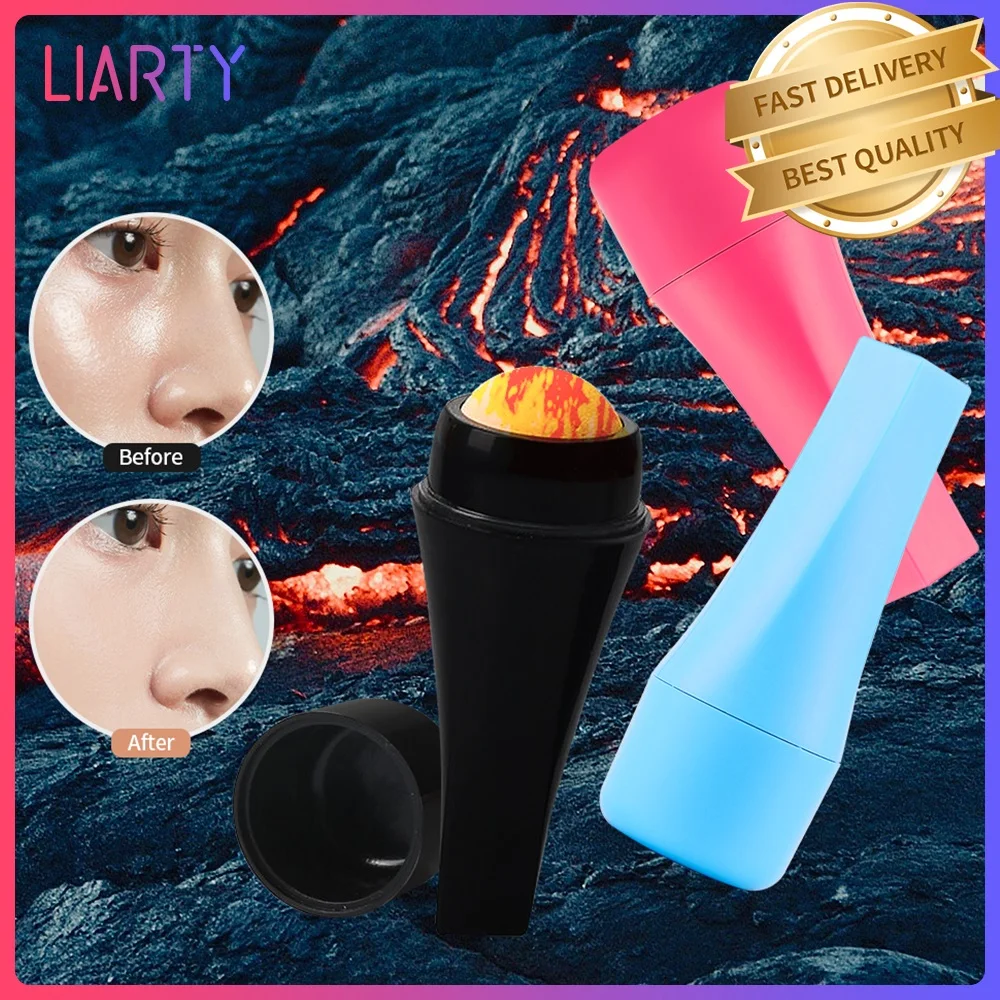 

Face Oil Absorbing Roller Natural Volcanic Stone Roller Matte Makeup Face Skin Care Tool Facial Skin Ance Pores Cleansing Roller