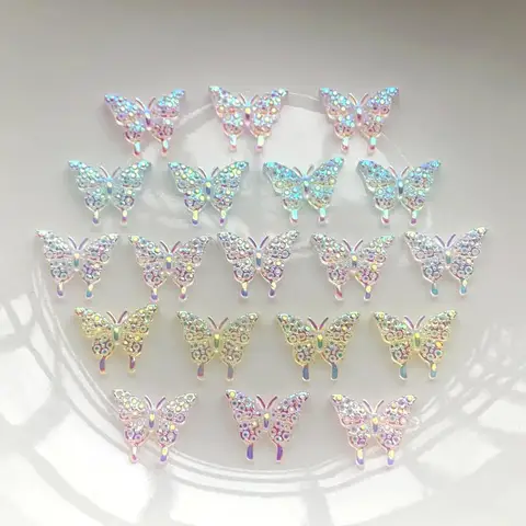 100 stks mooie AB kleur transparant Kristal Strass DIY sieraden oorbellen accessoires nagel steentjes kristal vlinder