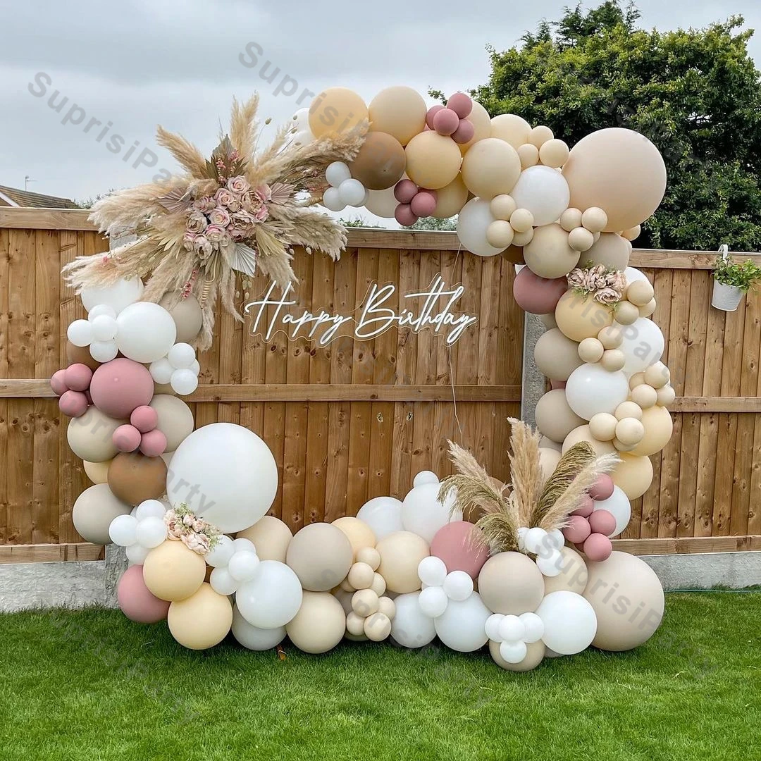 

Doubled Dusty Pink Balloons Garland Wedding Decoration Cream Peach Brown Balon Arch Boho Birthday Party Baby Shower Decor Supply