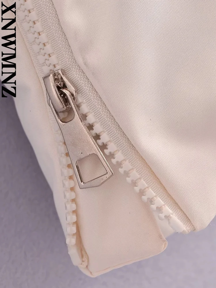 XNWMNZ 2022 women fashion mid-length hooded cotton-padded clothes female loose zipper pocket winter coat chic cotton clothes