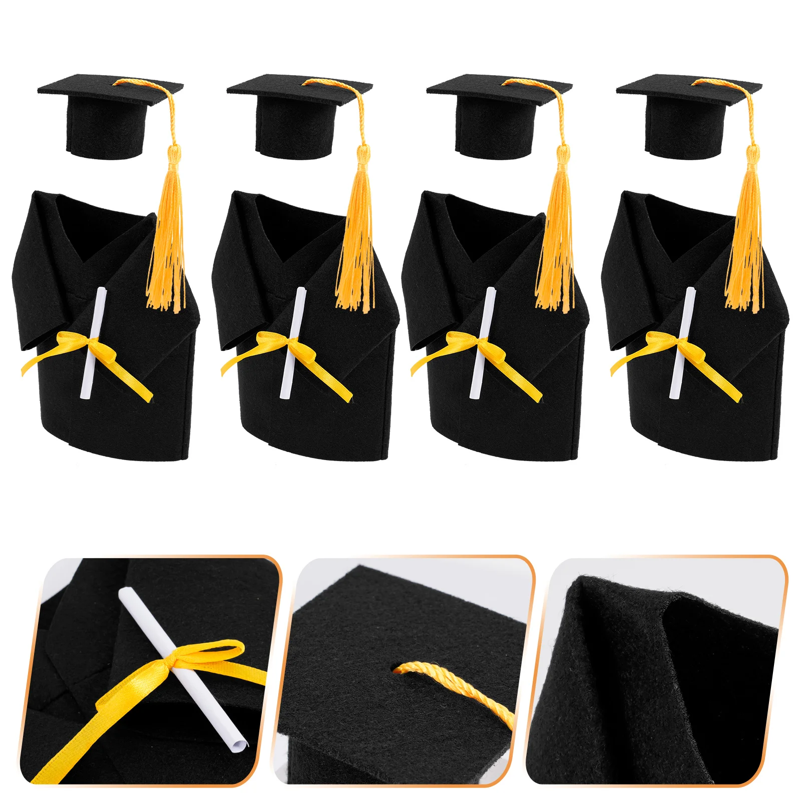

of Mini Graduation Cap Bottle Toppers Doctoral Hats Wine Bottle Gown Cover
