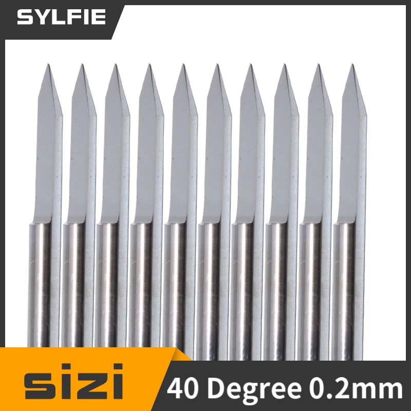 

10Pcs 40 Degree 0.2mm Carbide Engraving Bits CNC Router Tool for Density Board