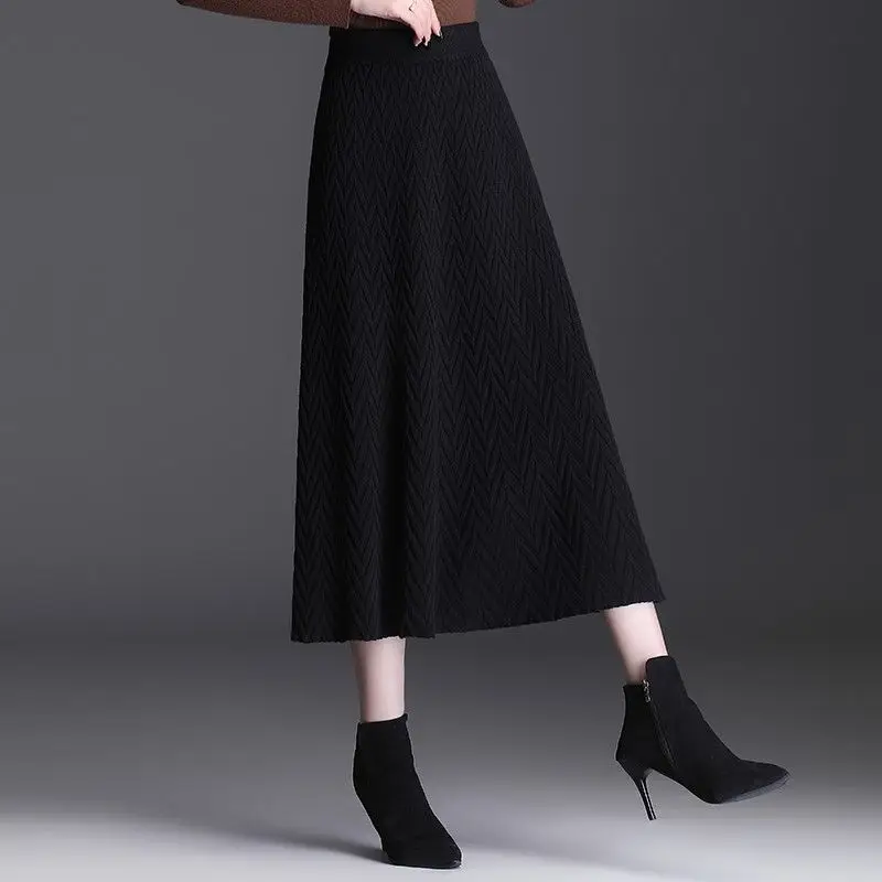 

Pleated Skirt Long Skirt Female Autumn Winter 2022 New Style Korean Skirt High Waist Women's Knitted Sweater Skirts D21