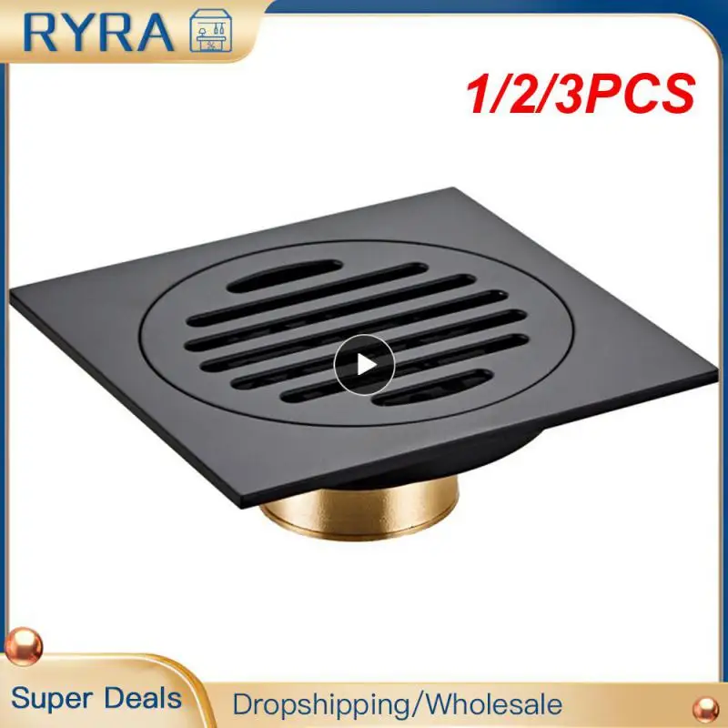 

1/2/3PCS Hotaan Anti-odor Matte Black Bathtub Shower Drainer Floor 10cm Brass Square Floor Shower Drain Waste Grate Floor Drain