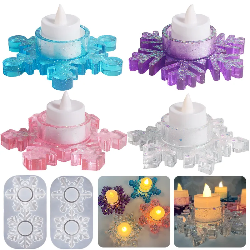 

Christmas Snowflake Silicone Mold Crystal Epoxy Resin Molds Candle Jar Concrete Cement Gypsum Molds Scented Candle Storage Mold