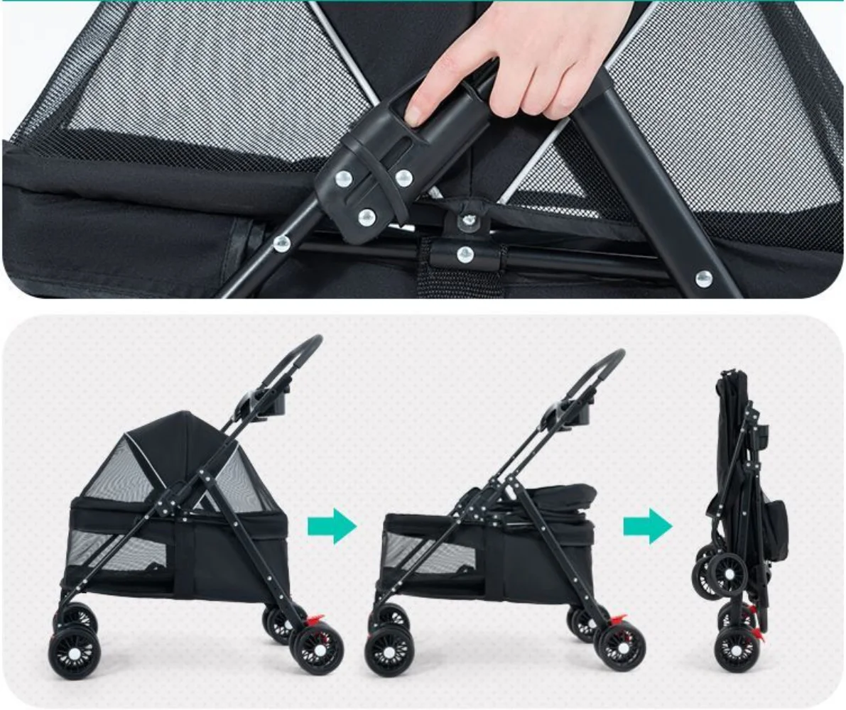 Прогулочная коляска для домашних животных 4 колеса складная легкая дышащая