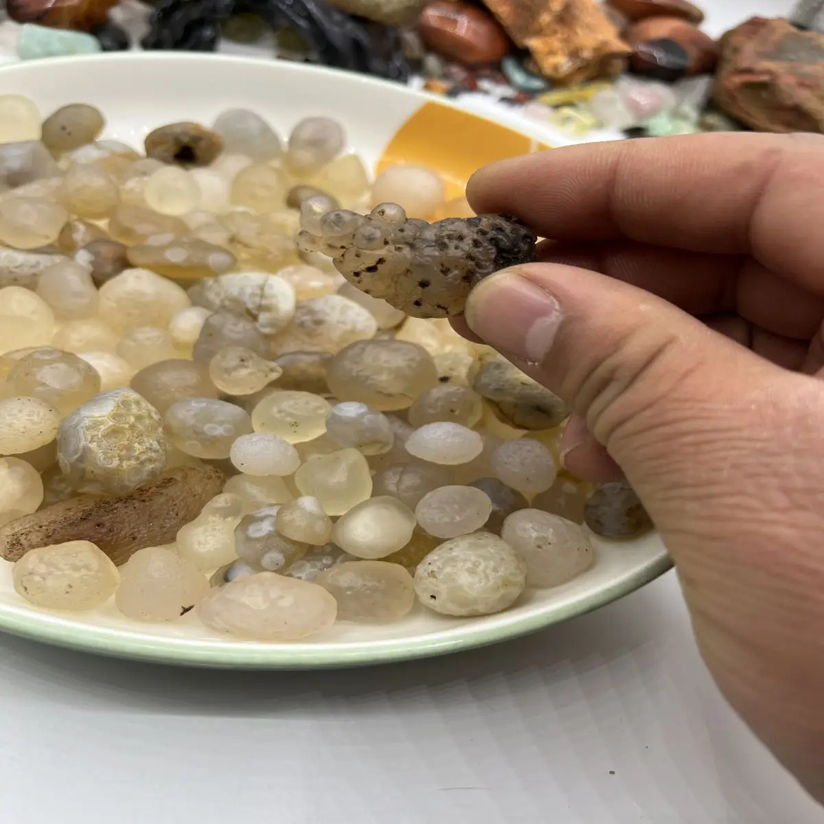 Natural Crystal Raw Stone Inner Mongolia Gobi Desert White Agate Saccharine Agate Pictographic AgateEyes Agate A Plate
