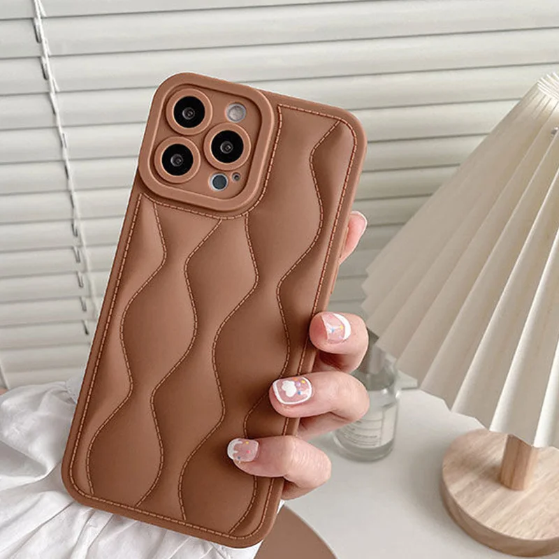 

For Apple iPhone 12 13 11 Pro Max Mobile Phone Case 12Pro 13Pro Max Klein Solid Wave Pattern High Value Protective Cover Case