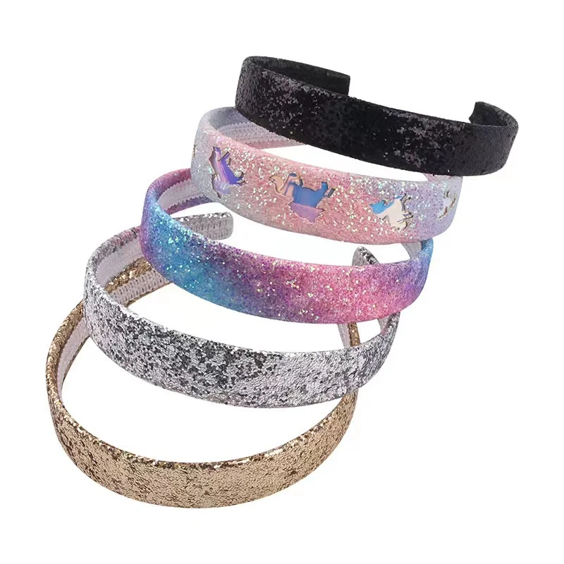 

5Pcs/Lot New Korean Glitter Headbands Women Fashion Elegant Wide Solid Color Hairband Hair Hoop Girls Hair Accessories Bezel