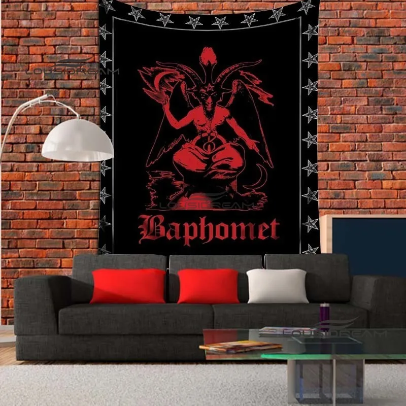 

Satan Baphomet Lucifer Tapestry Horror Dark Pentagram Demon Goat Wall Decoration Satanist Room Decoration Wall Hanging Tableclot