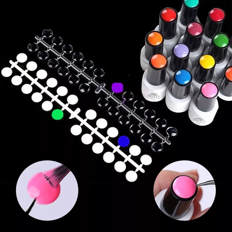 

120pcs Nail Polish Display Table Round Nail Color Swatch for Fake Nails Color Card Showing Shelf Nail Art Tool