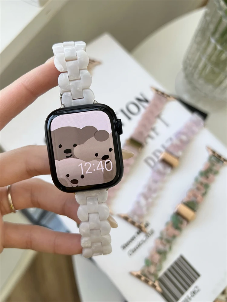 

Girl Resin Strap For apple Watch Band 7 44mm 40mm 42mm 38mm 41mm 45mm New Correa Loop Watchband For iwatch 7 6 se series 5 4 3 2