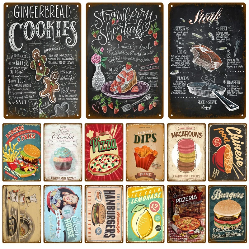 

Retro DINER Tin Sign Poster Vintage Wall Posters Metal Sign Decorative Wall Plate Kitchen Plaque Metal Vintage Decor Accessories