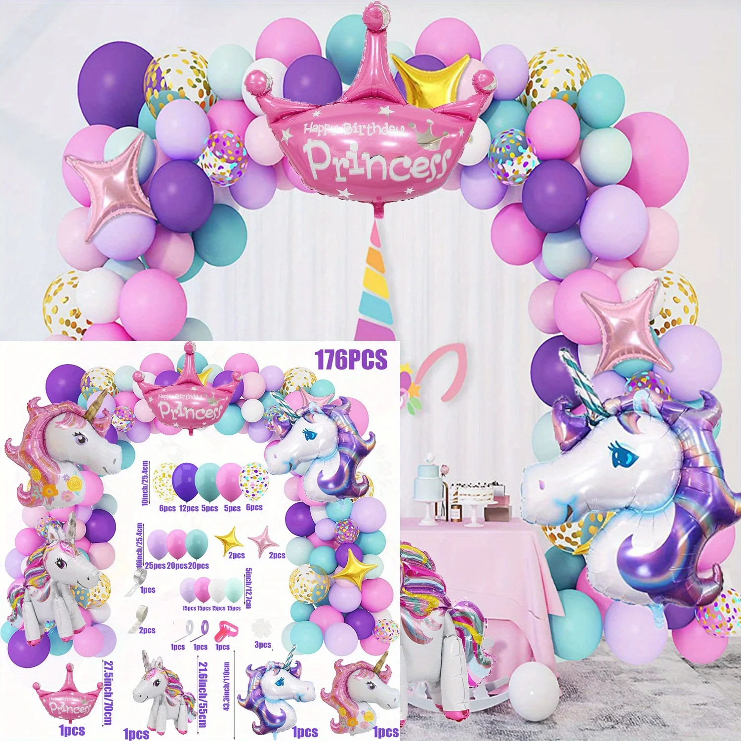 

Набор воздушных шаров принцесса единорог