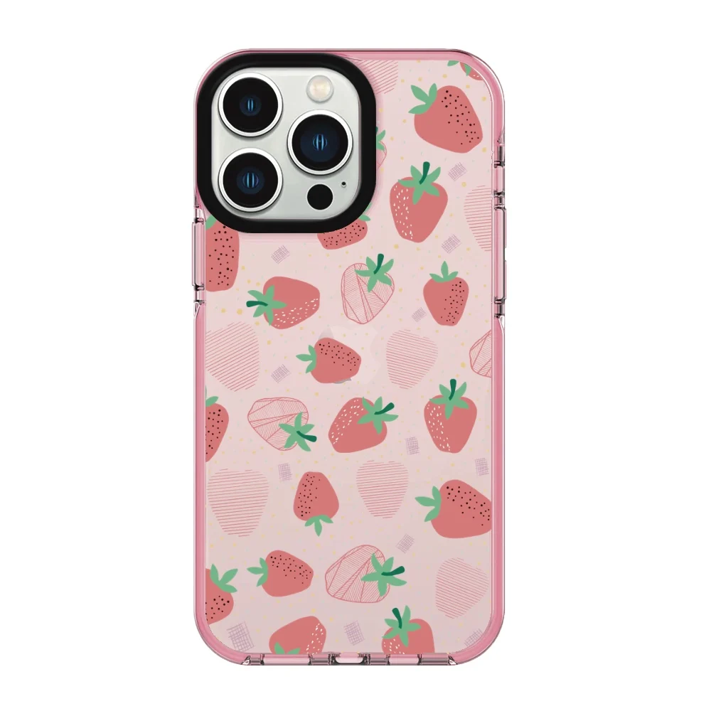

Прозрачный квадратный чехол с клубничкой для iPhone 12 13 11 Pro Max Mini X XR XS Max 7 8 Plus, противоударный мягкий чехол на заказ
