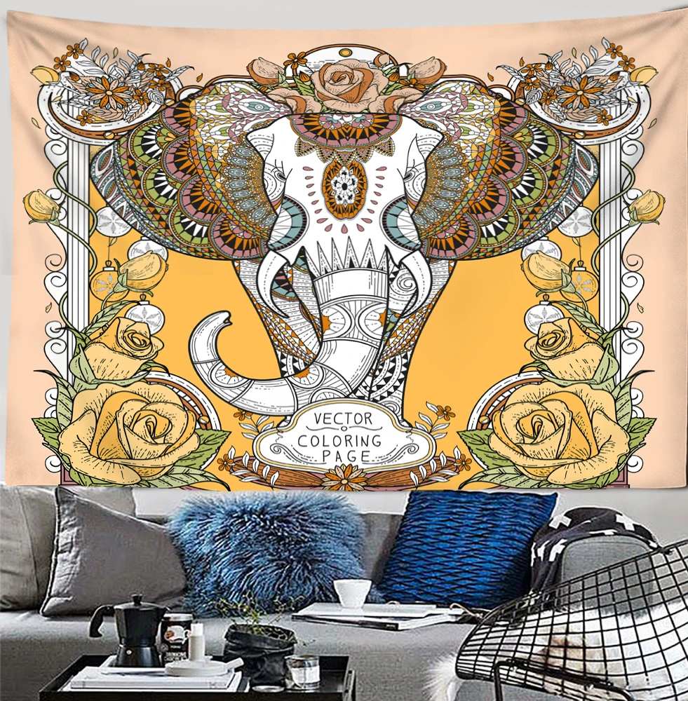 

Bohemia Mandala Tapestry India Elephant Buddha Wall Hanging 3D Print Floral Wall Blanket Psychedelic Home Living Room Decoration