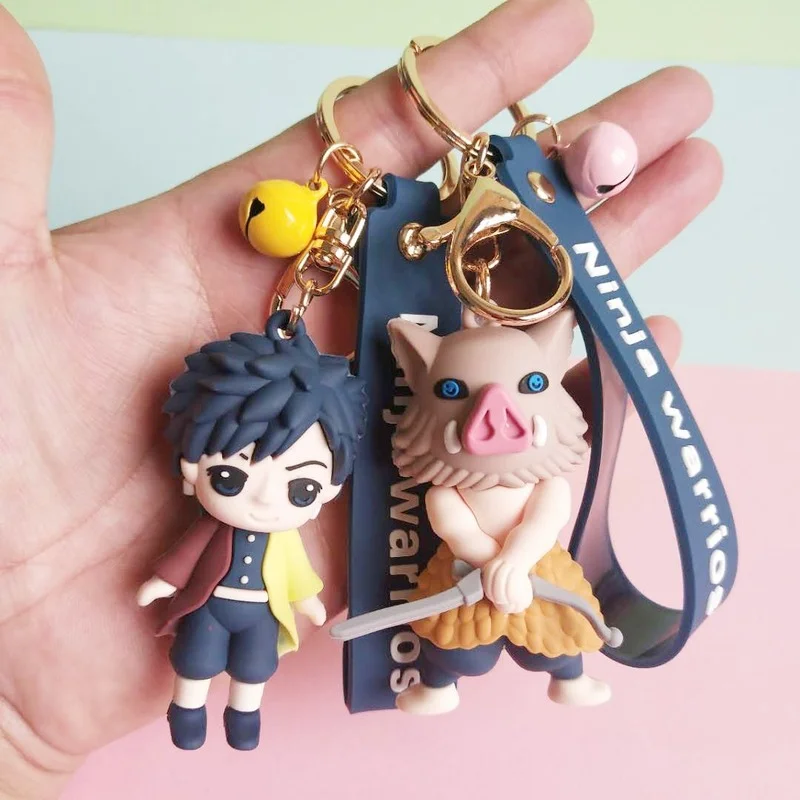 

Japanese Anime Demon Slayer Key Chain Accessories Kamado Nezuko Ornament Cartoon Cute Doll Keys Ring for Men Women Wholesale