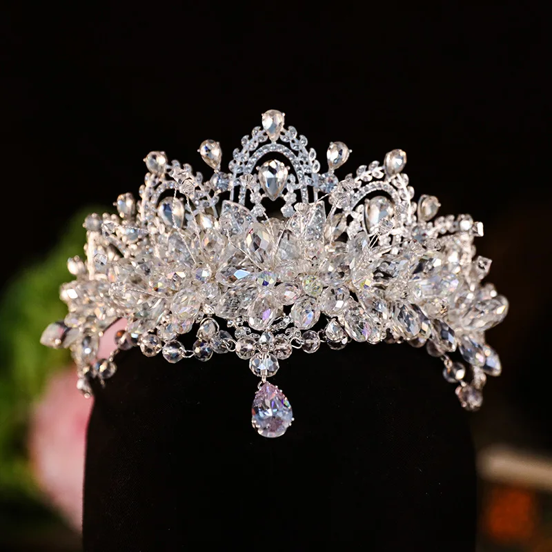 

Luxury Bridal Crowns Women Tiaras Rhinestone Crystal Pageant Diadem Bride Headband Wedding Banquet Hair Accessories Headdress