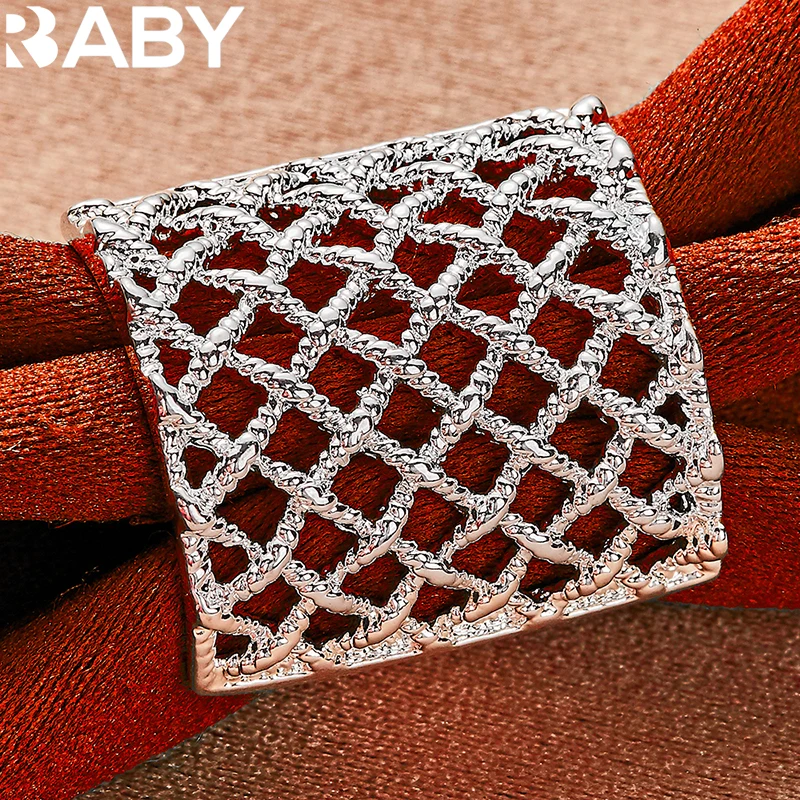 URBABY кольца из стерлингового серебра 925 тканое сетчатое кольцо для женщин и мужчин