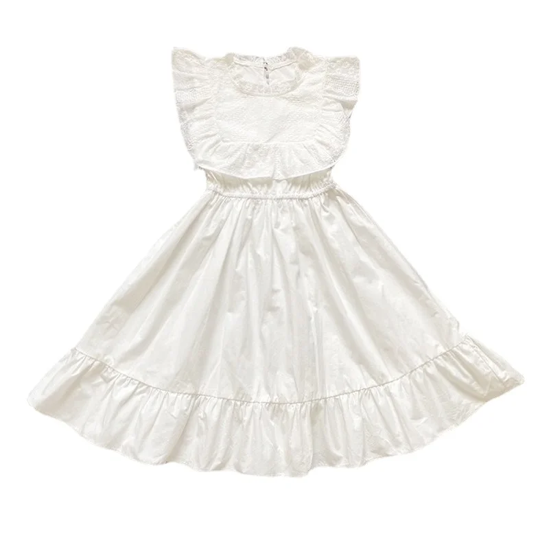 

Girls Dress 2022 New Baby Princess Dress Children Cotton Dress Elegant Embroidery Toddler Fly Sleeve Dress Teen Summer,#5609