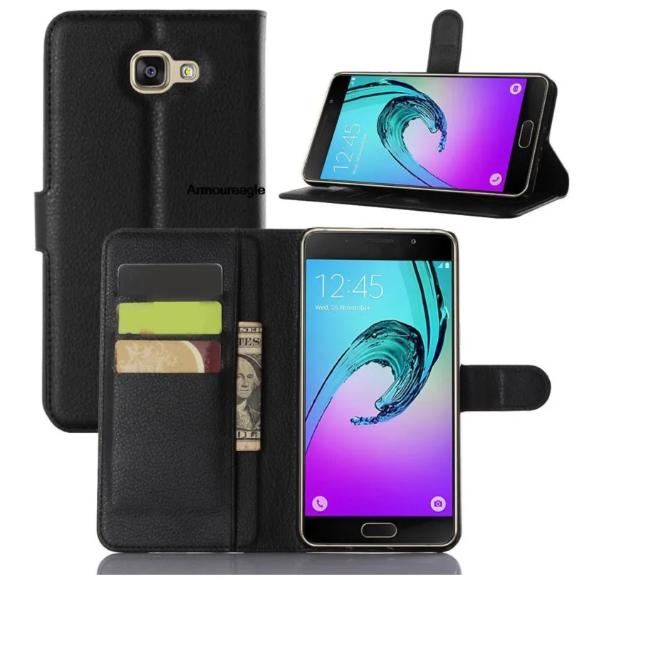 case guard protect on for samsung galaxy a9 ( 2016 ) wallet card slot cases flip leather cover black 910 a910 a9100
