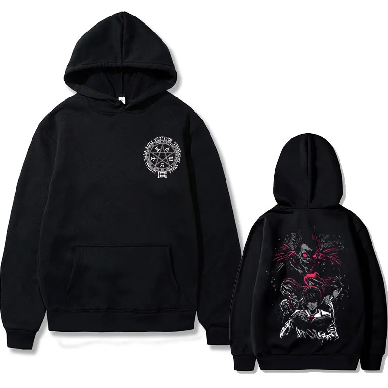 

Hot 90s Anime Death Note Graphic Hoodie Hellsing Logo Print Hoodies Men Casual Oversized Streetwear Men's Japan Manga Sweatshirt