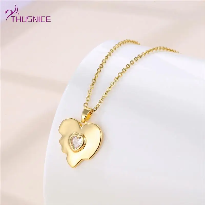 

Thusnice Fashion Titanium Steel Heart Necklace 18K Gold Plated Necklace For Women Anniversary Jewelry Gifts TGN033 Wholesale