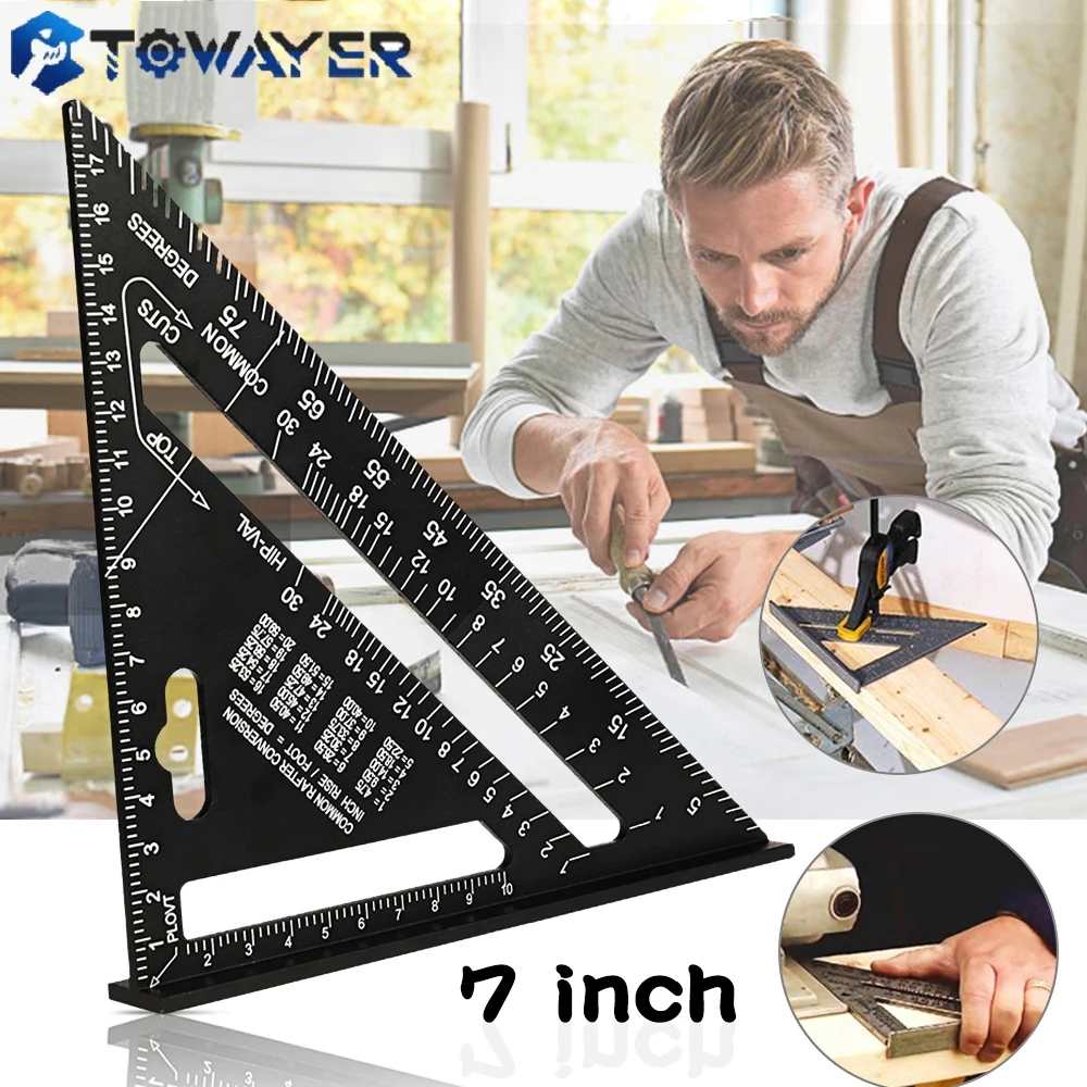 

Triangle Ruler 7inch Aluminum Alloy Angle Protractor Speed Metric Square Measuring For Building Framing Tools Gauges