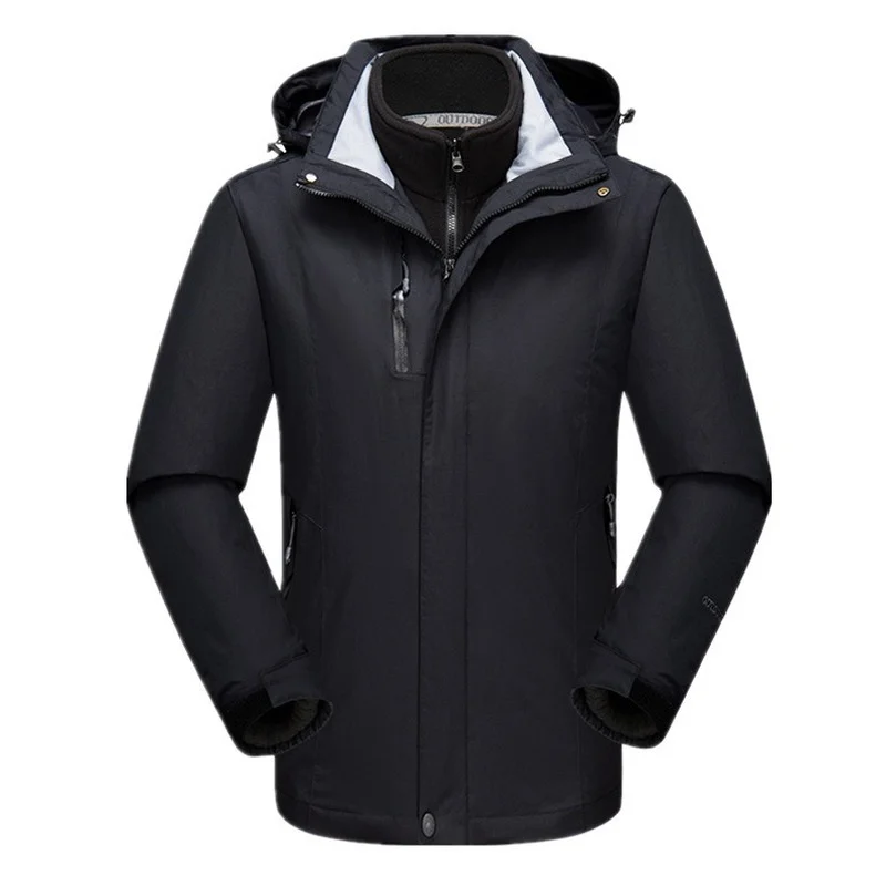 

Tactical Jacket Set Outdoor Stormsuit Men's And Women's Three In One Detachable Two-piece Mountaineering Suit Plush Thickened