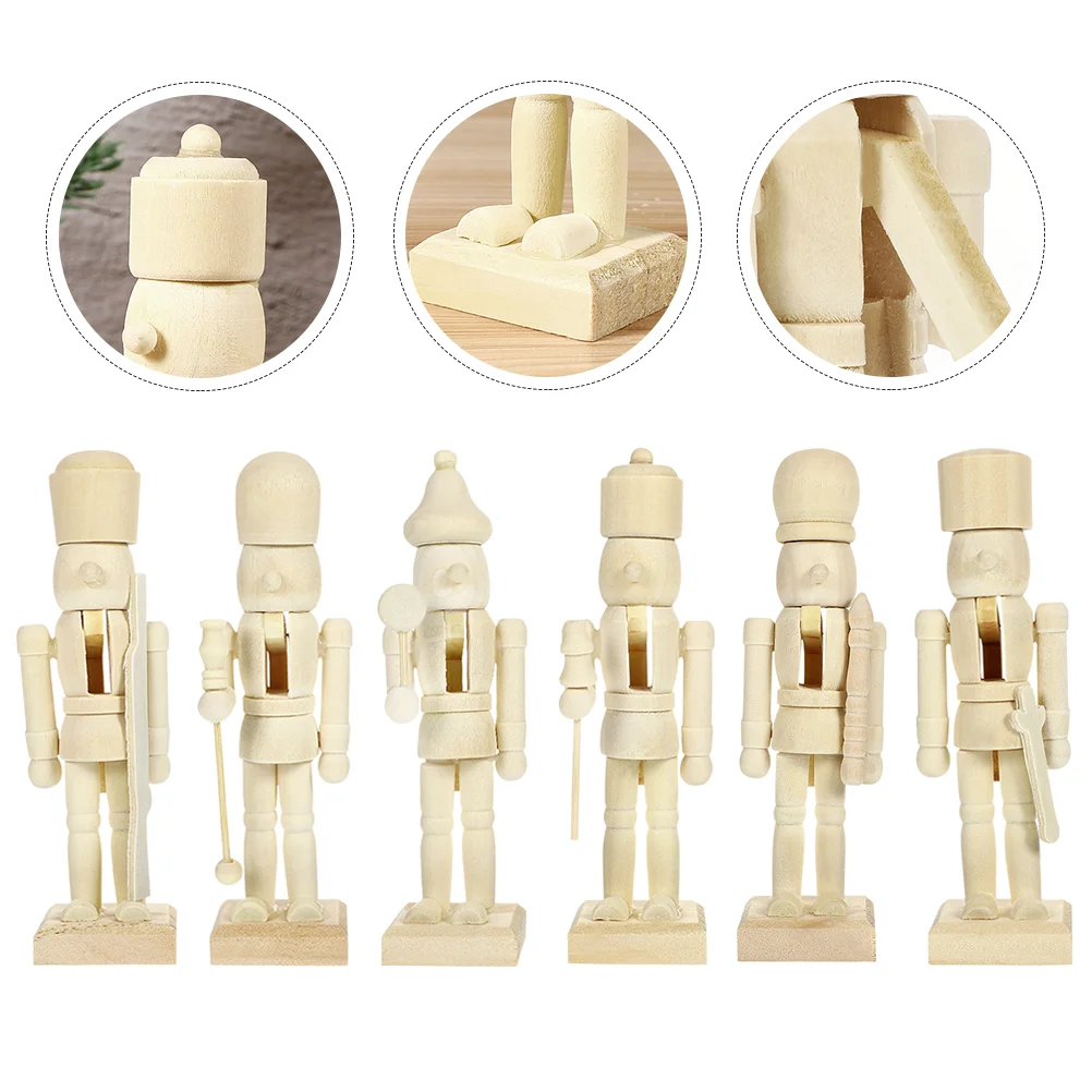 

12 Pcs Christmas Puppet Desktop Wooden Nutcracker Decor Decorative Home Tree Decors Gift Mini Adornment Nativity Ornament